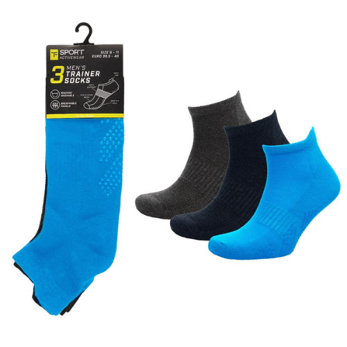 MENS 3 PACK GYM SOCKS WITH GRIPPER - ASSORTED SIZE 6-11